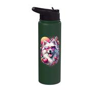 Obra de arte del Día de San Valentín de un perro esquimal americano Stainless Steel Insulated Water Bottle