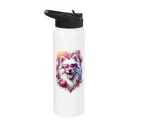 Obra de arte del Día de San Valentín de un perro esquimal americano Stainless Steel Insulated Water Bottle