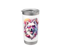 Obra de arte del Día de San Valentín de un perro esquimal americano Vaso térmico de acero inoxidable de doble pared