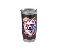 Obra de arte del Día de San Valentín de un perro esquimal americano Vaso térmico de acero inoxidable de doble pared
