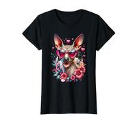 Obra de Arte del Día de San Valentín de un Perro Terrier sin Pelo Americano Camiseta gráfica económica, Mujer, Negro, XS