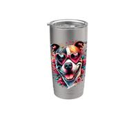 Obra de arte del Día de San Valentín del perro American Staffordshire Terrier Vaso térmico de acero inoxidable de doble pared
