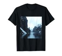 Obra de Arte del Paisaje costero ártico de los acantilados Helados del fiordo Noruego Camiseta