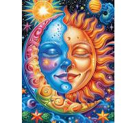 Obra de Arte del Rostro de la Diosa del Sol y la Luna Puzzle 300 Piezas Cartón Grueso para Adultos Y Adolescentes Ocio Doméstico Terapia Relajación Mejor Valorado Idea De Regalo 300 PCS