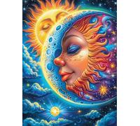 Obra de Arte del Rostro de la Diosa del Sol y la Luna Puzzle 300 Piezas Cartón Grueso para Adultos Y Adolescentes Ocio Doméstico Terapia Relajación Mejor Valorado Idea De Regalo 300 PCS