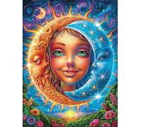Obra de Arte del Rostro de la Diosa del Sol y la Luna Rompecabezas 1000 Piezas Cartón para Niños Mayores 14 Años Noches De Cita Antiestrés Pack Completo Detalle Único Original 1000 PCS