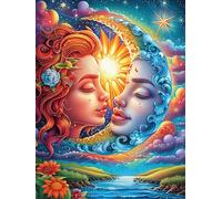 Obra de Arte del Rostro de la Diosa del Sol y la Luna Rompecabezas 500 Piezas Cartón para Mayores para Ocupar Tiempo Actividad Antiestrés Decoración Mural Mejor Valorado 500 PCS