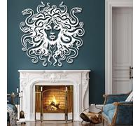 Obra de Arte en Metal para decoración de Pared: Medusa, decoración de Serpiente, mitología Griega para Sala de Estar, Dormitorio y Sala de Juegos (Dorado, 90 x 90 cm)