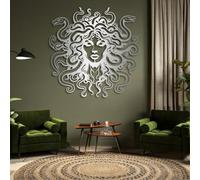 Obra de Arte en Metal para decoración de Pared: Medusa, decoración de Serpiente, mitología Griega para Sala de Estar, Dormitorio y Sala de Juegos (Blanco, 80 x 80 cm)