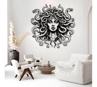 Obra de Arte en Metal para decoración de Pared: Medusa, decoración de Serpiente, mitología Griega para Sala de Estar, Dormitorio y Sala de Juegos (Negro, 60 x 60 cm)
