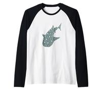 Obra de Arte Estampada de Silueta de tiburón Ballena Camiseta Manga Raglan