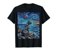 Obra de Arte Estilo Cane Corso Dog at The Beach Starry Night Camiseta