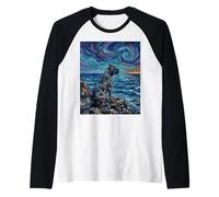 Obra de Arte Estilo Cane Corso Dog at The Beach Starry Night Camiseta Manga Raglan