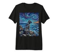 Obra de Arte Estilo Cane Corso Dog at The Beach Starry Night Camiseta Premium