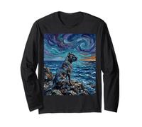 Obra de Arte Estilo Cane Corso Dog at The Beach Starry Night Manga Larga