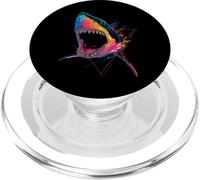 Obra de Arte geométrica de tiburón, diseño de Animales del océ PopSockets PopGrip para MagSafe