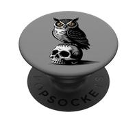 Obra de Arte gótica con diseño de búho Oscuro en Calavera PopSockets PopGrip Adhesivo