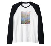 Obra de Arte icónica de Pintura Floral de nenúfares de Claude Monet Camiseta Manga Raglan