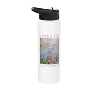 Obra de arte icónica de pintura floral de nenúfares de Claude Monet Stainless Steel Insulated Water Bottle