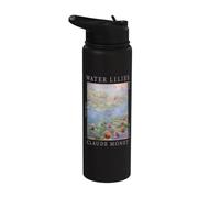 Obra de arte icónica de pintura floral de nenúfares de Claude Monet Stainless Steel Insulated Water Bottle