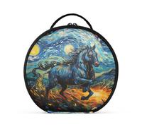 Obra De Arte Luna Caballo Bolsa de Maquillaje Organizador de Circular Cosméticos Bolsas Creatividad con Divisor Ajustable para Mujeres