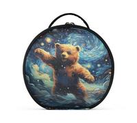 Obra De Arte Luna Oso Bolsa de Maquillaje Organizador de Circular Cosméticos Bolsas Creatividad con Divisor Ajustable para Mujeres