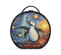 Obra De Arte Luna Pingüino Bolsa de Maquillaje Organizador de Circular Cosméticos Bolsas Creatividad con Divisor Ajustable para Mujeres