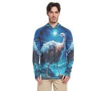 Obra De Arte MíStica De Avestruz Azul Camiseta Rash Guard para Hombre con Cuello Redondo, Protección Solar UPF 50+ para Pesca Running