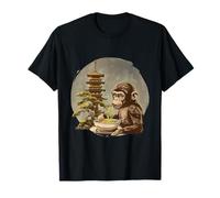 Obra de arte Monkey Ramen, árbol bonsái, pagoda, torre, amante del ramen Camiseta
