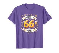 Obra de Arte para Celebrar el cumpleaños de Cheers to 66 Years Camiseta, Hombre, Morado Jaspeado, L