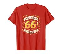 Obra de Arte para Celebrar el cumpleaños de Cheers to 66 Years Camiseta, Hombre, Rojo, L