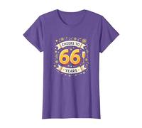 Obra de Arte para Celebrar el cumpleaños de Cheers to 66 Years Camiseta, Mujer, Morado Jaspeado, L