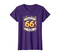 Obra de Arte para Celebrar el cumpleaños de Cheers to 66 Years Camiseta, Mujer, Morado, L