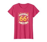 Obra de Arte para Celebrar el cumpleaños de Cheers to 66 Years Camiseta, Mujer, Rojo Jaspeado, L