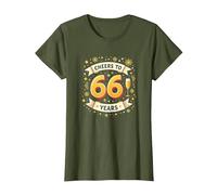 Obra de Arte para Celebrar el cumpleaños de Cheers to 66 Years Camiseta, Mujer, Verde Oliva, L