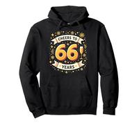 Obra de Arte para Celebrar el cumpleaños de Cheers to 66 Years Sudadera con Capucha, Unisex para Adultos, Negro, S
