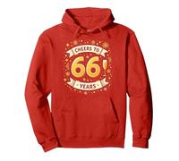 Obra de Arte para Celebrar el cumpleaños de Cheers to 66 Years Sudadera con Capucha, Unisex para Adultos, Rojo, XXL