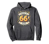 Obra de Arte para Celebrar el cumpleaños de Cheers to 66 Years Sudadera con Capucha, Unisex para Adultos, Jaspeado Oscuro, L