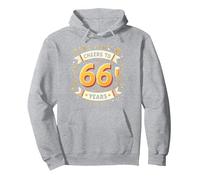 Obra de Arte para Celebrar el cumpleaños de Cheers to 66 Years Sudadera con Capucha, Unisex para Adultos, Gris Jaspeado, L