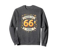 Obra de Arte para Celebrar el cumpleaños de Cheers to 66 Years Sudadera, Unisex para Adultos, Jaspeado Oscuro, M