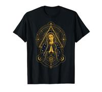 Obra de Arte Sagrada católica Celestial geométrica de la Virgen María Camiseta gráfica económica