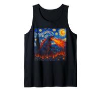 Obra de arte surrealista inspirada en Kaiju Van Gogh Monster Night Camiseta sin Mangas