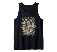 Obra de Arte Vintage de oración Mariana Floral de colibrí Camiseta sin Mangas