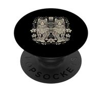 Obra Maestra Floral simétrica de Twin Cats PopSockets PopGrip Adhesivo