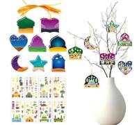 Obras artesanales de decoración para las fiestas, luna religiosa al-Fitr para decoración del hogar, castillo kit decoración fiesta, para fiestas actividades en el aula para pared ventana puerta