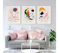 Obras de arte surrealistas abstractas retro del famoso pintor Joan Miró. Póster en lienzo. Cuadros decorativos para pared. Decoración para habitación o hogar (60x80cm - 3 piezas).