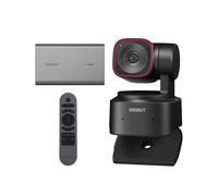 OBSBOT Tiny 2 Lite Webcam 4K con Mando a Distancia y Adaptador UVC a NDI, Cámara PTZ de Streaming con Seguimiento por IA, Sensor de 1/2", Control por Gestos, 60 fps, HDR, Micrófonos, Webcam para Orden