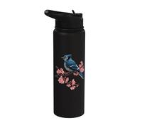 Observación de aves con flores de cerezo en flor de cerezo Blue Jay Sakura Stainless Steel Insulated Water Bottle