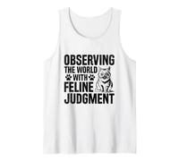 Observando el mundo con juicio felino Amante de gatos Felino Camiseta sin Mangas