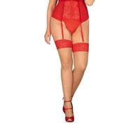 Obsessive Blossmina Medias de liguero para mujer Rojo 4XL/5XL